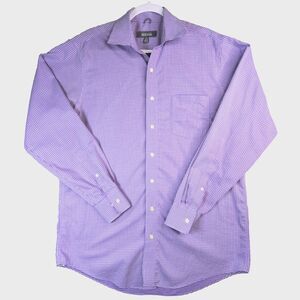 Kenneth Cole Reaction Mens Med 15 34/35 Purple Lavender Micro Check Dress Shirt